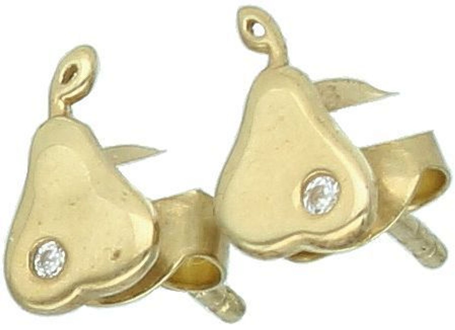 Złote kolczyki wkrętki w kształcie gruszki z pojedynczą cyrkonią- KL 6222 gruszki 333. Złote kolczyki o owocowym kształcie gruszki z pojedynczą cyrkonią. Delikatne kolczyki wykonane z 1.jpg